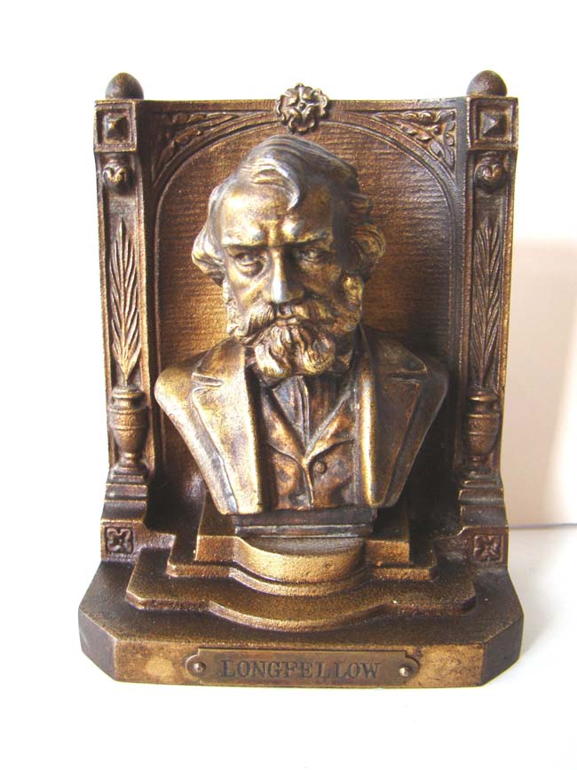 A pair of Antique Bookends by Bradley & Hubbard circa 1926 featuring the Bust of Longfellow